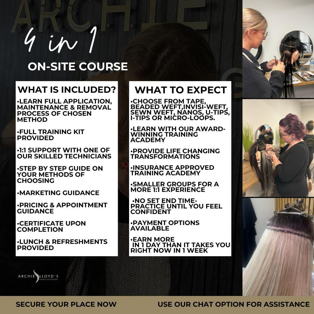 4 IN 1 Most Popular Hair Extension Methods On-Site Course
