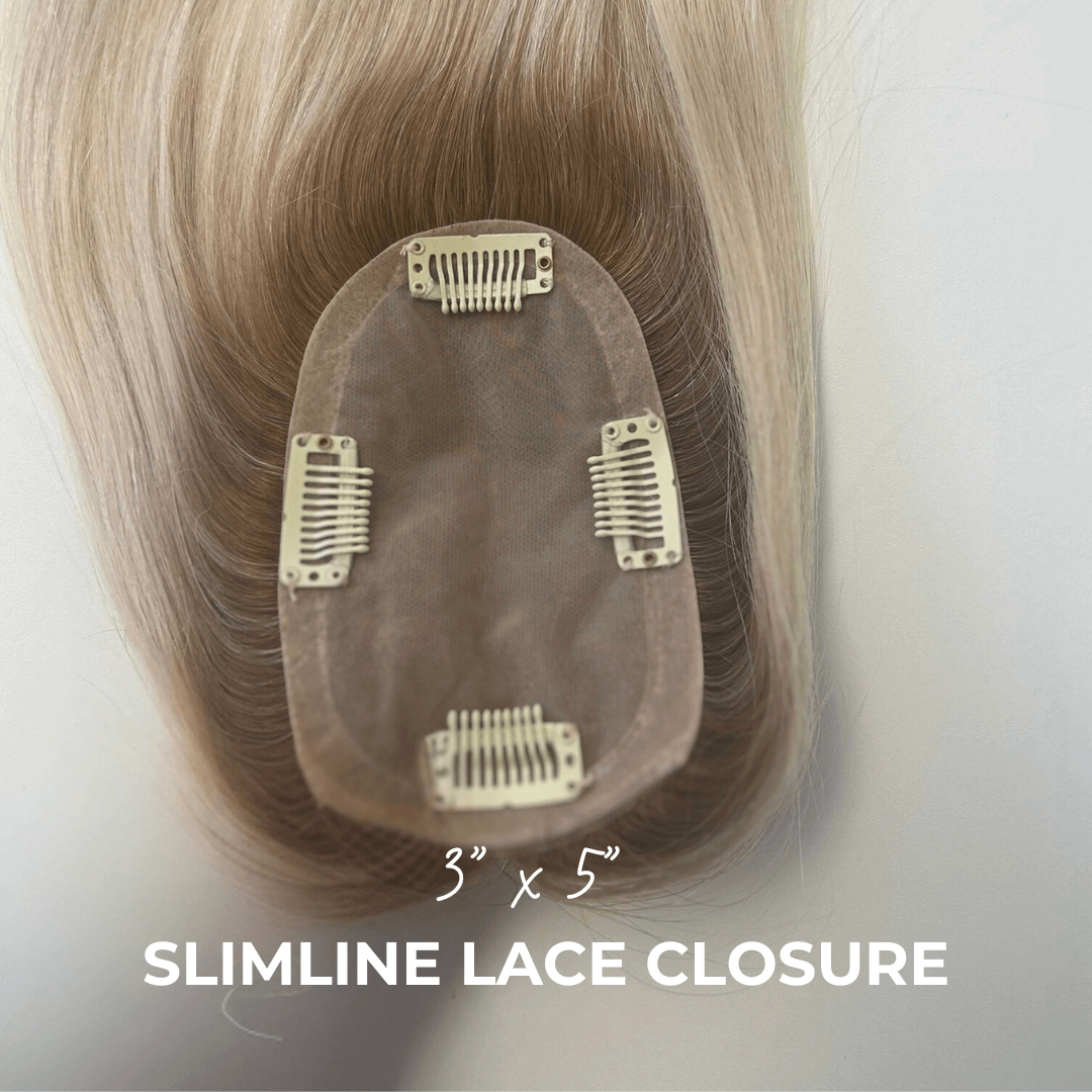 Slimline Lace Base Topper – 3” x 5” | 16” Human Hair for Mesh Integration