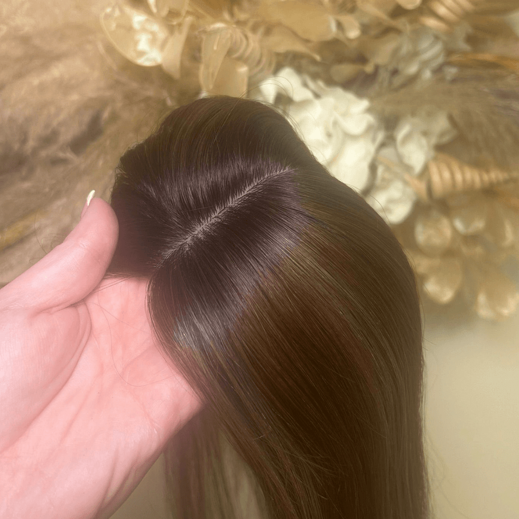 Slimline Lace Base Topper – 3” x 5” | 16” Human Hair for Mesh Integration