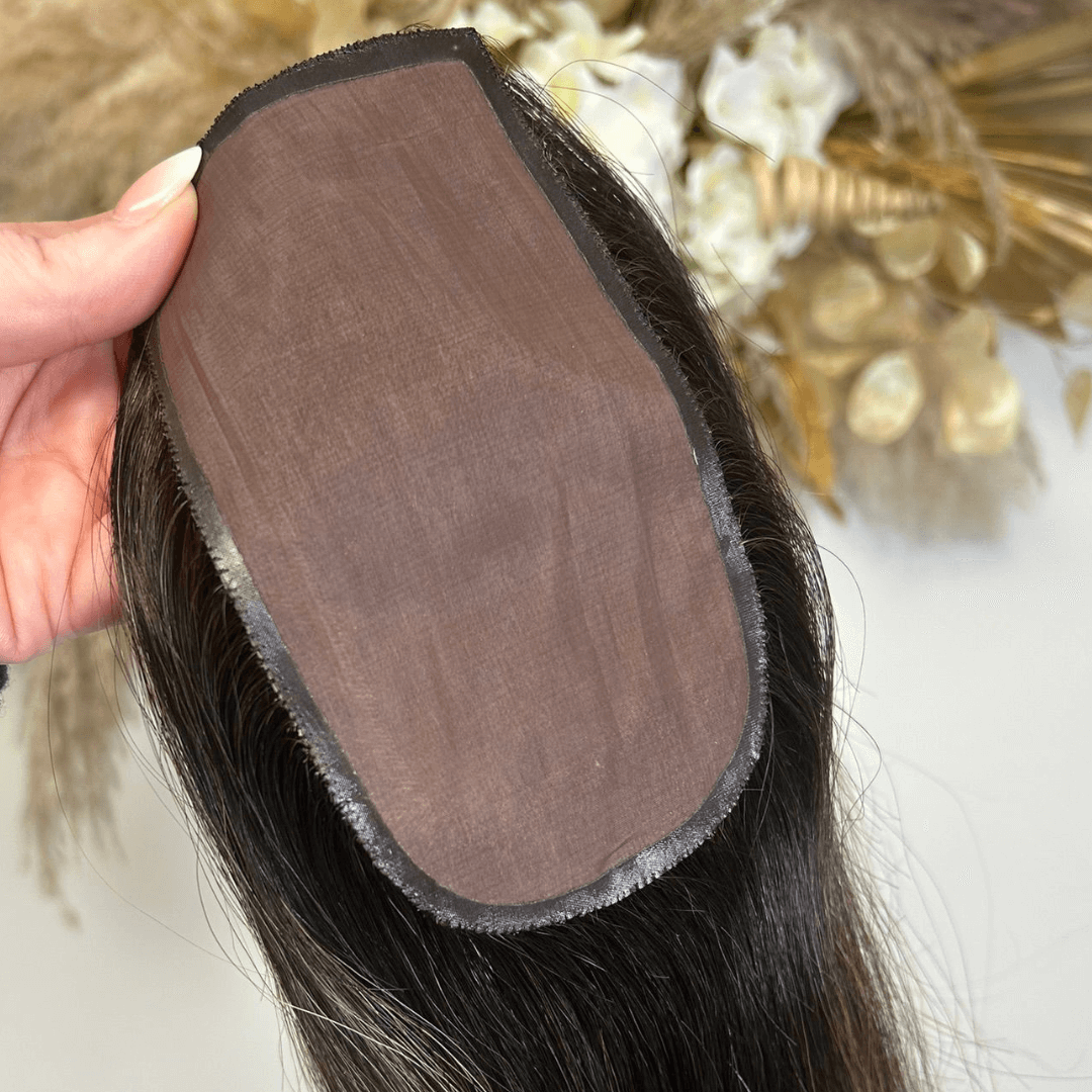 Slimline Lace Base Topper – 3” x 5” | 16” Human Hair for Mesh Integration
