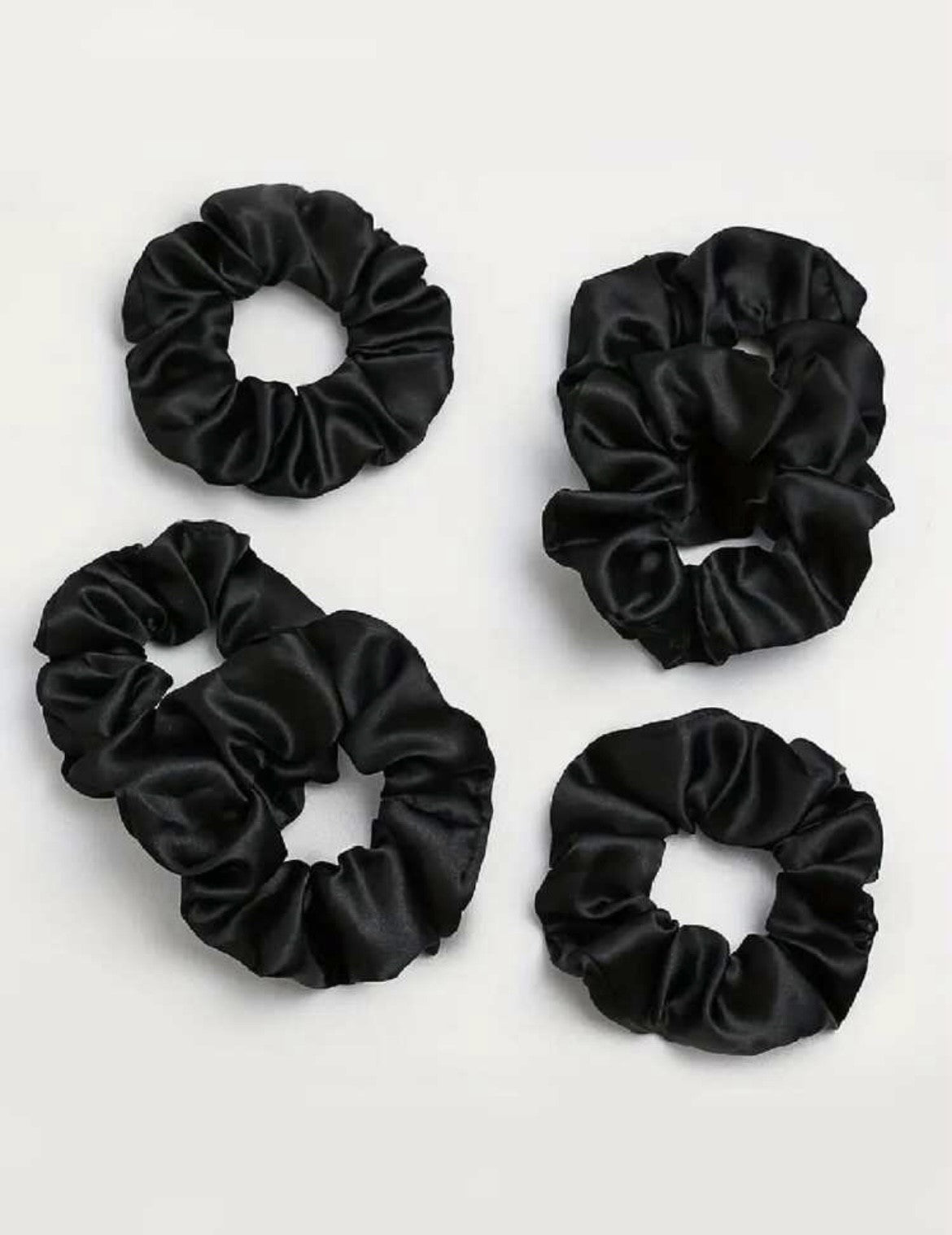 Black Satin Scrunchie - Pack of 2