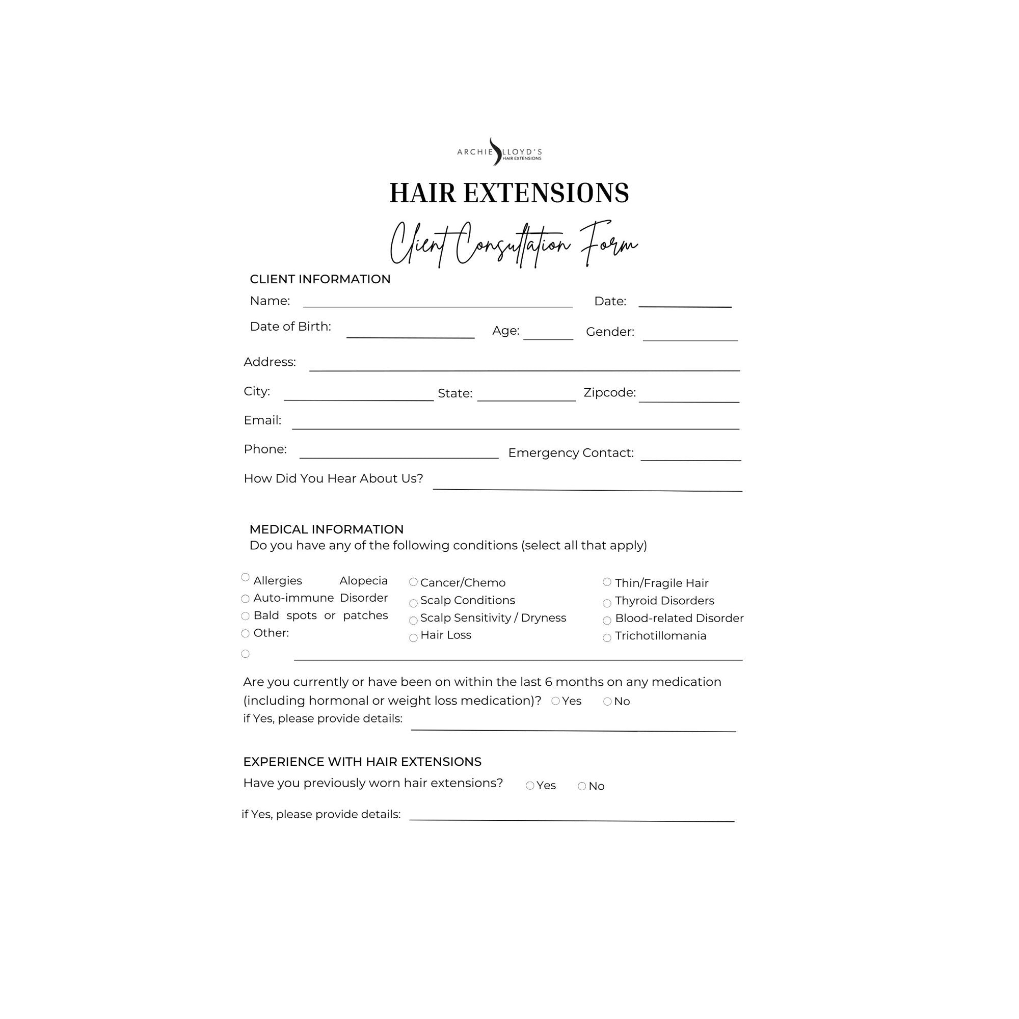 Client Consultation form Download