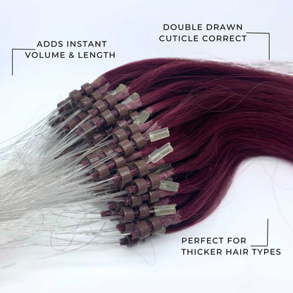 Extensiones de cabello de 26 pulgadas personalizadas con microanillos y bucles