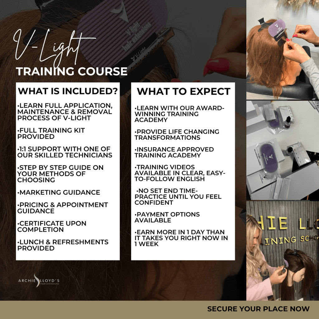 Curso presencial de extensiones de cabello Viral V-Light