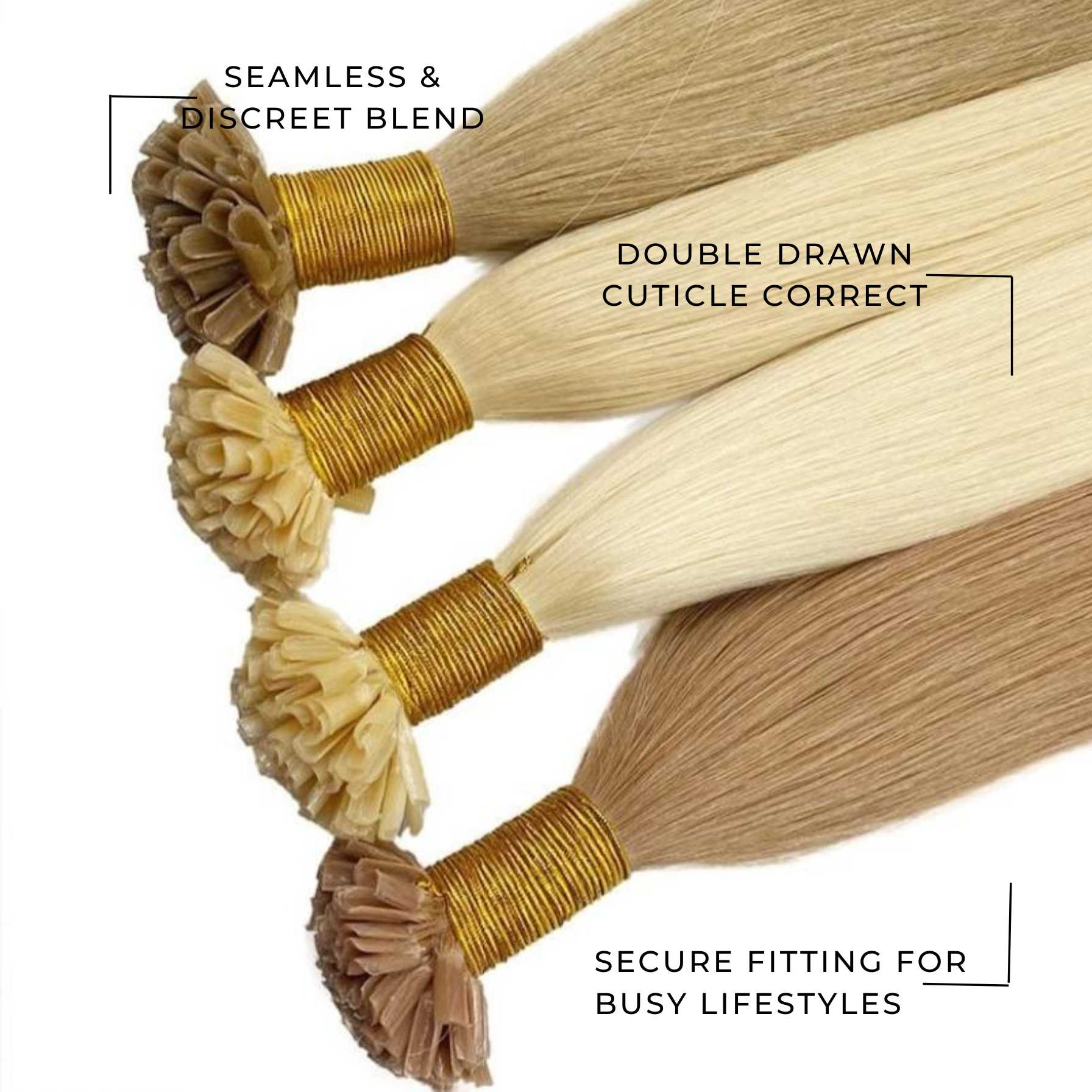 Extensiones de cabello de 20 pulgadas con punta en U/preencoladas